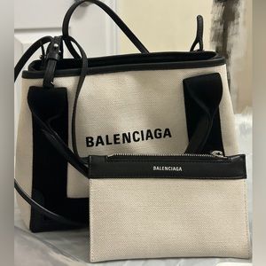 （Sold)Authentic Balenciaga Black xs Canvas Cabas Bag